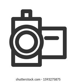 Icon video camera in line style. vector illustration and editable stroke. Isolated on white background.
