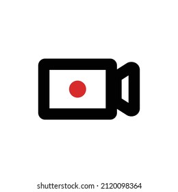 Icon of a video camera making a recording. Vector.