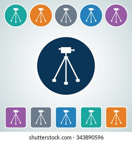 Icon of Video Camera in Multi Color Circle & Square Shape. Eps-10.