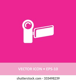 Icon of Video Camera on Magenta Color Background. Eps-10.