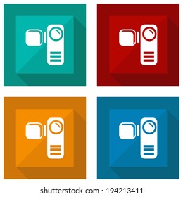 icon video camera with shadow different colors. Vector illustrations