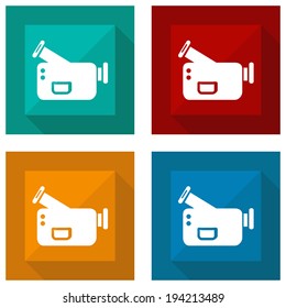 icon video camera with shadow different colors. Vector illustrations