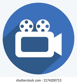 Icon Video Camera. suitable for Web Interface symbol. long shadow style. simple design editable. design template vector. simple symbol illustration
