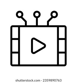 Symbol der Videoproduktion durch künstliche Intelligenz. Vektorgrafik. Einzeln auf Weiß.