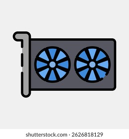 Icon video graphics. Computer components elements. Icon in filled line style.