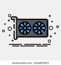 Icon video graphics. Computer components elements. Icon in MBE style.