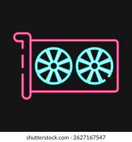 Icon video graphics. Computer components elements. Icon in neon style.