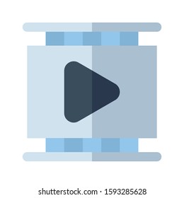 Icon video player in flat style. vector illustration and editable stroke. Isolated on white background.
