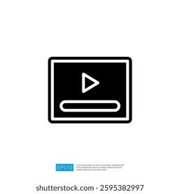 Icon of a Video Player Interface with Play Button and Progress Bar Designed for Digital Media Content and User Interaction