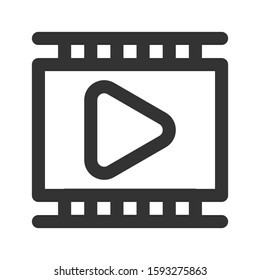 Icon video player in line style. vector illustration and editable stroke. Isolated on white background.