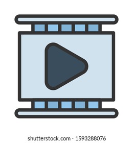 Icon video player in lineal color style. vector illustration and editable stroke. Isolated on white background.