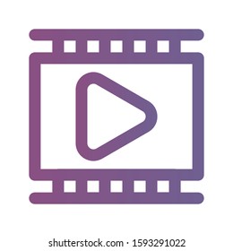Icon video player in lineal gradient style. vector illustration and editable stroke. Isolated on white background.