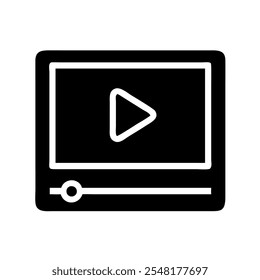 Ícone de um player de vídeo, simbolizando serviços de mídia ou de streaming.
