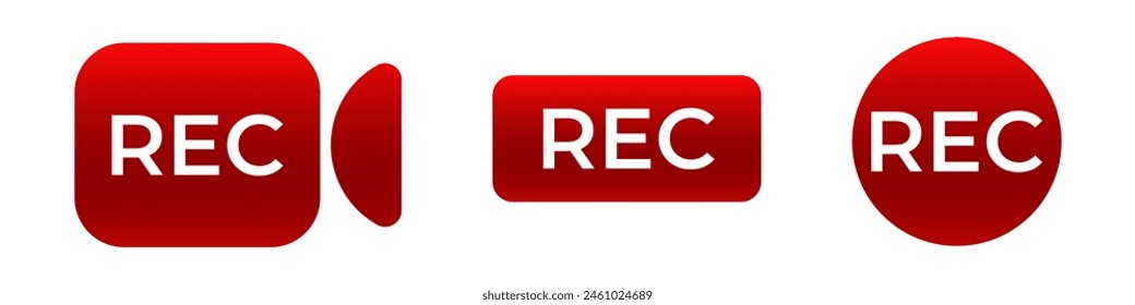 Icon for video record live rec. Recording indicator.