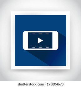 Icon of video for web and mobile applications. Flat design with long shadow