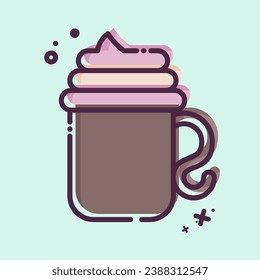 Icon Viennese Coffee. related to Coffee symbol. MBE style. simple design editable. simple illustration