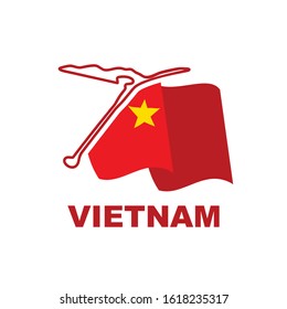 Icon of Vietnamese circuit with national flag. Vector flat illustration for logotype, web.