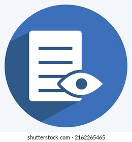Icon View Document. suitable for User Interface symbol. long shadow style. simple design editable. design template vector. simple symbol illustration