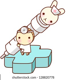 icon view of syringe with character