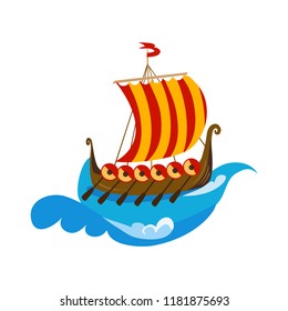 icon of viking ship, drakkars, isolated. vector illustration