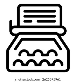 Icon of a vintage mechanical typewriter with a sheet of paper for writing novels, stories, or poems