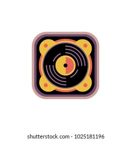 Icon of vinyl. Black and purple colors. Vector, isolated.