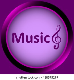 Icon violet treble clef and music