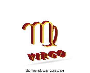 icon. Virgo  zodiac sign red and gold color on a white background