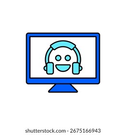 Ícone de uma assistência virtual, isolado contra um fundo limpo.