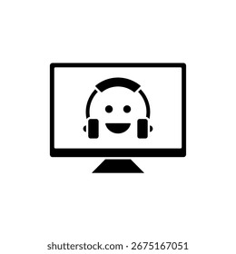 Ícone de uma assistência virtual, isolado contra um fundo limpo.