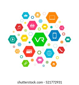 Icon with the virtual reality acronym VR.  Virtual reality popular icons set. VR letter logo vector icon