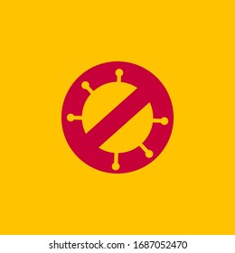 Icono del virus dentro del signo prohibido.