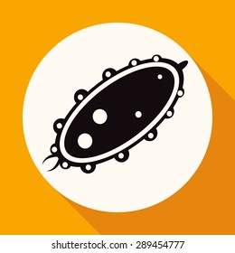 Icon Virus on white circle with a long shadow
