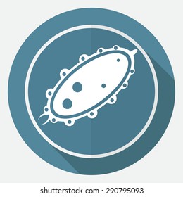 Icon Virus on white circle with a long shadow