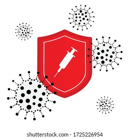 Icon virus protection. Knight shield to protect from virus pathogens. Protective shield against diseases.
