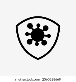 Icon Virus protection shield. Technology and system concept, Semi Solid style.