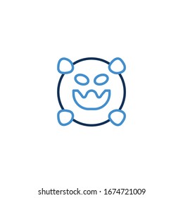 Icono virus Color azul delgado línea , Icono de Coronavirus conjunto para infografía o sitio web. Nueva epidemia (2019-nCoV). Seguridad, salud, remedios y prevención de enfermedades virales. Aislamiento. Ilustración del vector 