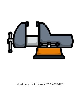 Icon Of Vise. Editable Bold Outline With Color Fill Design. Vector Illustration.