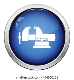 Icon of vise. Glossy button design. Vector illustration.