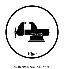 Icon of vise. Thin circle design. Vector illustration.