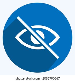Icon Visibility Off - Long Shadow Style - Simple illustration,Editable stroke,Design template vector, Good for prints, posters, advertisements, announcements, info graphics, etc.