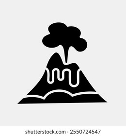 Icon volcano eruption. Global warming elements. Icon in glyph style.