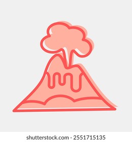 Icon volcano eruption. Global warming elements. Icon in two tone style.