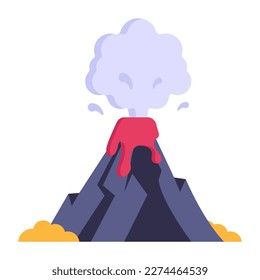 Icon of volcano in flat design 