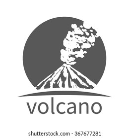 Icon With Volcano Silhouette. Vector Illustration.