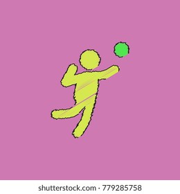 Icon Of Vollyball On Color Background. Eps-10 In Hatching Style