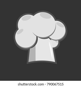 icon a voluminous white toque on a gray background with a beautiful glare. uniforms for chef restaurant or cafe . picture for restaurant website and menus.