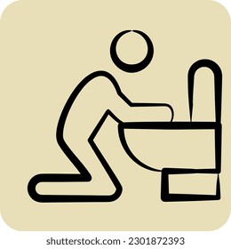 Icon Vomiting. suitable for flu symbol. hand drawn style. simple design editable. design template