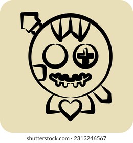 Icon Voodoo Doll. related to Halloween symbol. hand drawn style. simple design editable. simple illustration