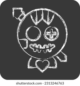 Icon Voodoo Doll. related to Halloween symbol. chalk Style. simple design editable. simple illustration